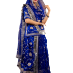 Royal Blue Satin Silk Neelima Rajputi Poshak Set (Unstitched) | Aari & Real Chanderi Work, Pure Georgette | Jaipurio Royal Collection